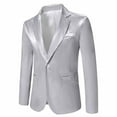thumbnail image 2 of ZCFZJW Men's Casual Knit Blazer Slim Fit Lightweight Sport Coat Stretch Long Sleeve One Button Suit Jacket White L, 2 of 5