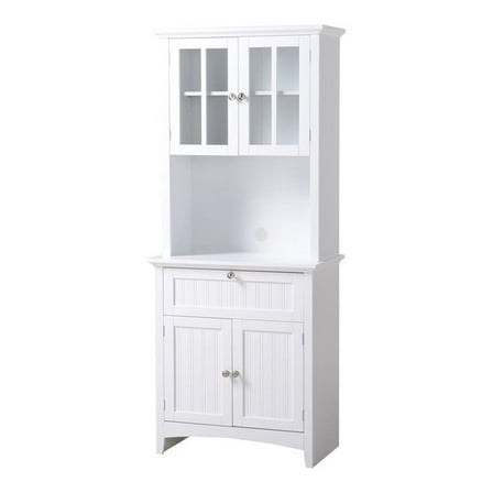 Pemberly Row 29" Farmhouse / Country Wood Buffet and Hutch in White