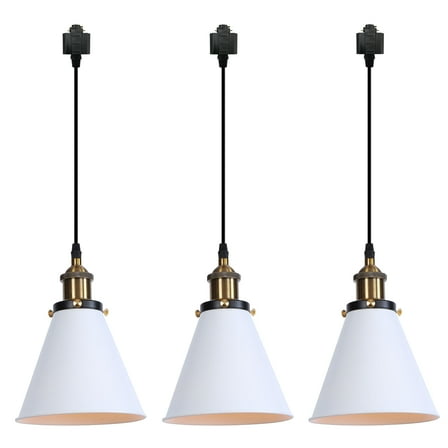 Kiven H-Type Track Lighting, 3-Light Modern Halo Track Pendant Light with Iron Lampshade, H Track Light Pedant, Cord length 39.4"
