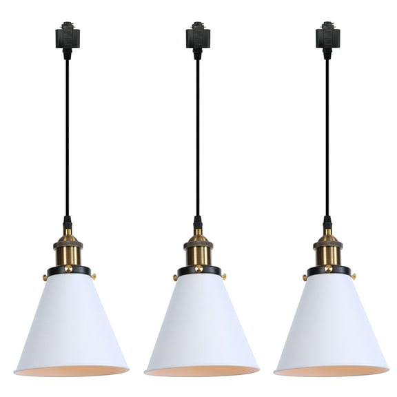 Kiven H-Type Track Lighting, 3-Light Modern Halo Track Pendant Light with Iron Lampshade, H Track Light Pedant, Cord length 39.4"