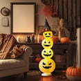 thumbnail image 4 of Stacked Pumpkin with Wizard Hat Halloween Night Light for Home Decor, Indoor Outdoor Porch Party Decoration, LED Paper Lantern, Warm Yellow Illumination, 4 of 6