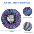 thumbnail image 3 of Shower Caps,Purple and Blue Damask Pattern Waterproof Shower Cap for Women 4 Pieces,Double Reusable Hair Cover for Shower PEVA Elastic Stretch Hem, 3 of 7