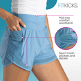 thumbnail image 4 of FITKICKS Airlight Soft Track Shorts with Liner and Mesh Pockets Mid-Rise Waist, Blue Large (Women’s), 4 of 8