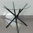 thumbnail image 3 of Heavenly Collection Round Glass Dining Table – Clear Glass Top with Black Metal Base for Kitchen or Dining Room, 3 of 11