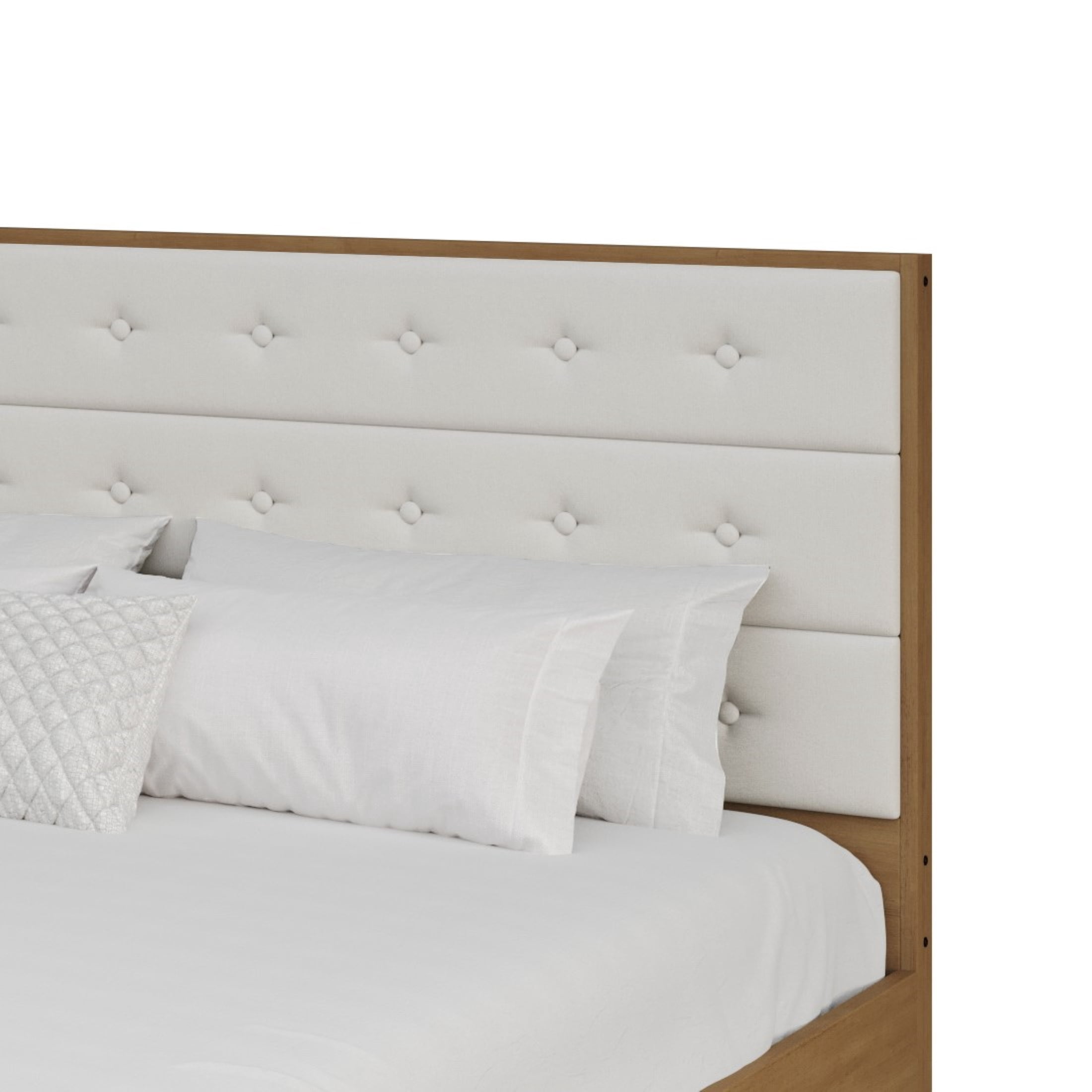 Castle Place Elegant Mid-Century Wooden Full Platform Bed, Light Oak