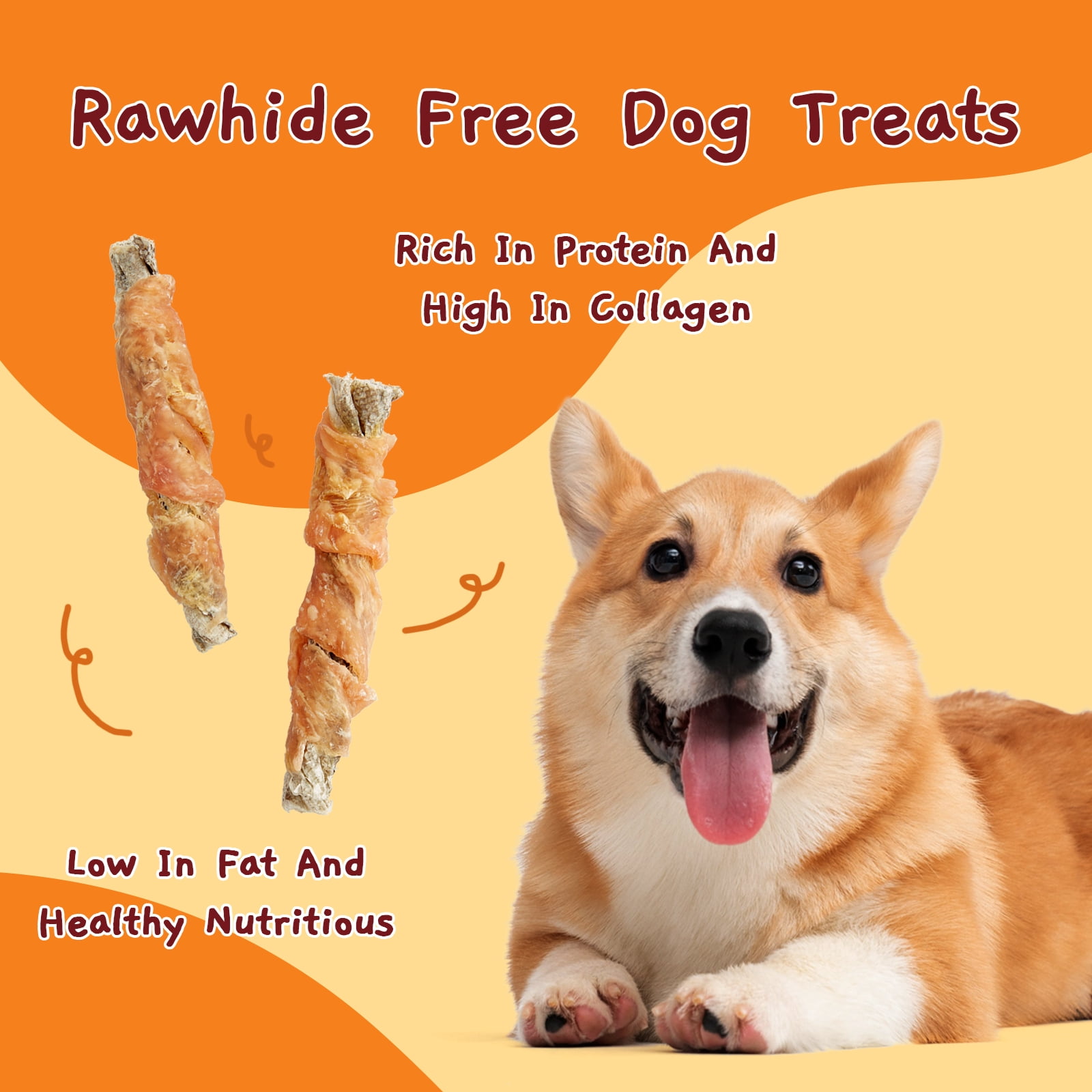 (4 pack) Jungle Calling Dog Treats, High Protein Dog Chewy Treats Healthy Teeth and Coat, Chicken Wrapped Cod Skin Sticks, Rawhide Free Cod Fish Skin Treats for Dogs, 10.6 oz