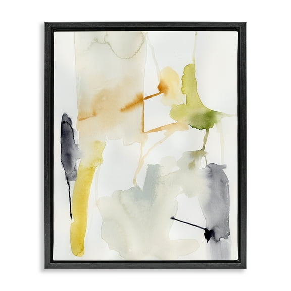 Stupell Industries Soft Watercolor Splashes Abstract Painting Black Floater Framed Canvas Art Print Wall Art, 17 x 21