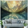 thumbnail image 4 of PRATYUS  Mountain Tapestry, Sunrise Scenario of Meadows Featuring Groovy Mounts with Lake Clouds,Wall Hanging Decor for Bedroom Living Room Dorm, Peach Fawn Painting, 4 of 6