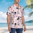 thumbnail image 2 of Wukai Cat Men's Hawaiian Shirt Short Sleeve Casual Button Down Summer Beach Aloha Shirt Tropical Print Holiday Party, 2 of 8