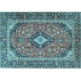 thumbnail image 1 of Ahgly Company Indoor Rectangle Medallion Light Blue Traditional Area Rugs, 7' x 9', 1 of 4