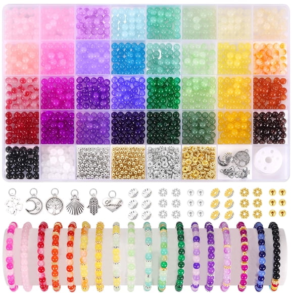 Perlas de vidrio Funtopia de 6 mm para hacer pulseras y joyas, 1368 unidades