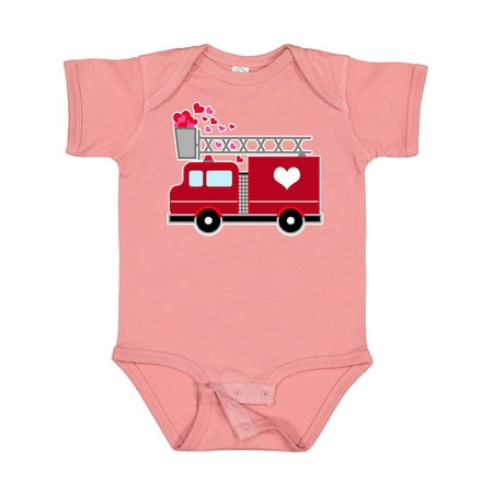

Inktastic Valentine s Day Red Firetruck with Pink Hearts Gift Baby Boy or Baby Girl Bodysuit