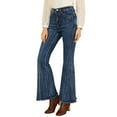 thumbnail image 5 of MODA NOVA Juniors Vintage Long Pants Classic High Waist Denim Bell Bottoms Jeans, 5 of 6