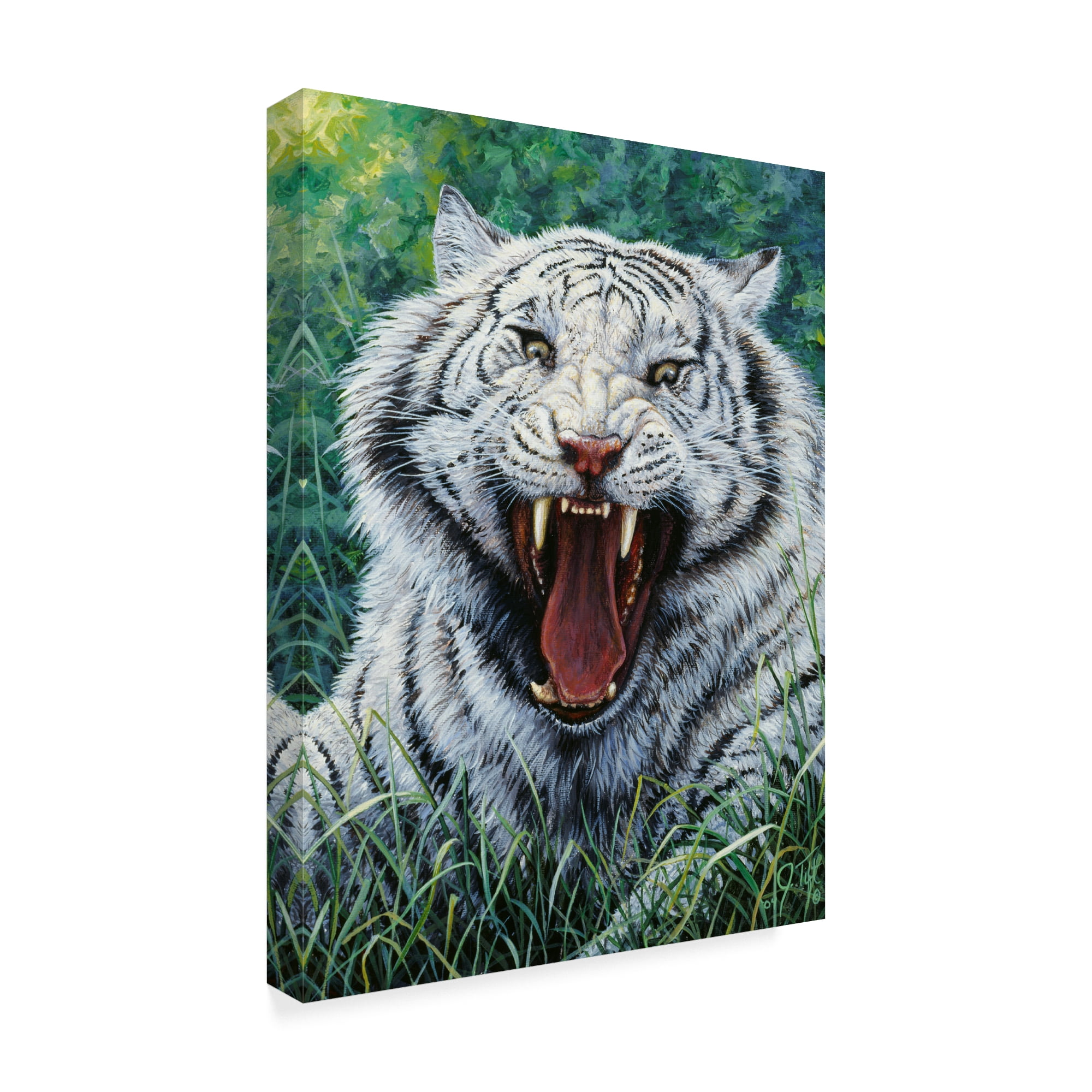 Trademark Fine Art 'White Tiger Roar' Canvas Art by Jeff Tift - Walmart.com