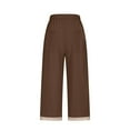thumbnail image 5 of ZQUUVOU Women's Capris Pants Cotton Linen Solid Color Waist Elastic Drawstring Pants with Pocket (Brown,S), 5 of 7
