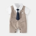 thumbnail image 2 of Otqutp Kids Wedding Bodysuit Baby Boys Gentleman White Shirt Vest Bowtie Short Sleeve Jumpsuit Spring Summer Overall Romper Festival Holiday Outfit(Brown-A,3-6 Months, 2 of 5