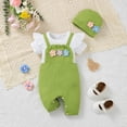 thumbnail image 2 of mgoYE Baby Girl Clothes Baby Girls Summer Outfit Print Ruffle Romper Suspender Pant 3PCS Infant Toddler Summer Clothes(Green,9-12 Months), 2 of 9