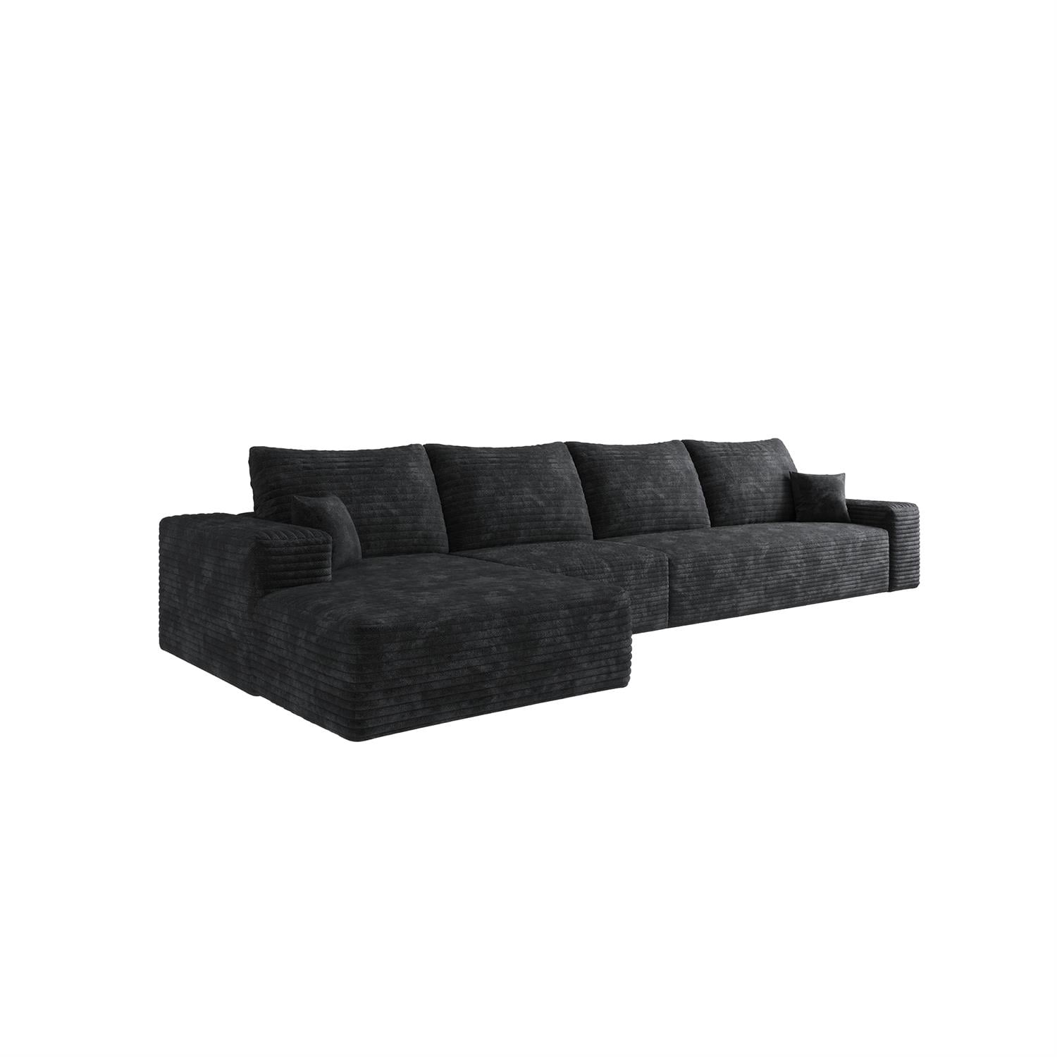 Demi Bonn 135" Modern L-Shape Cloud Sectional Couch with Chaise, Deep Seat, Cozy Upholstered Sofa for Living Room & Bedroom, No Assembly, Black