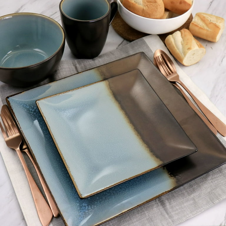 Gibson Elite Kaidence 16-Piece Square Dinnerware Set, Stoneware