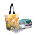thumbnail image 2 of Open Top Canvas Tote Bag with Zipper Reusable Shopping Bag 13.5x15" Roomy Carryall Yellow Flowers on The Grass, 2 of 9