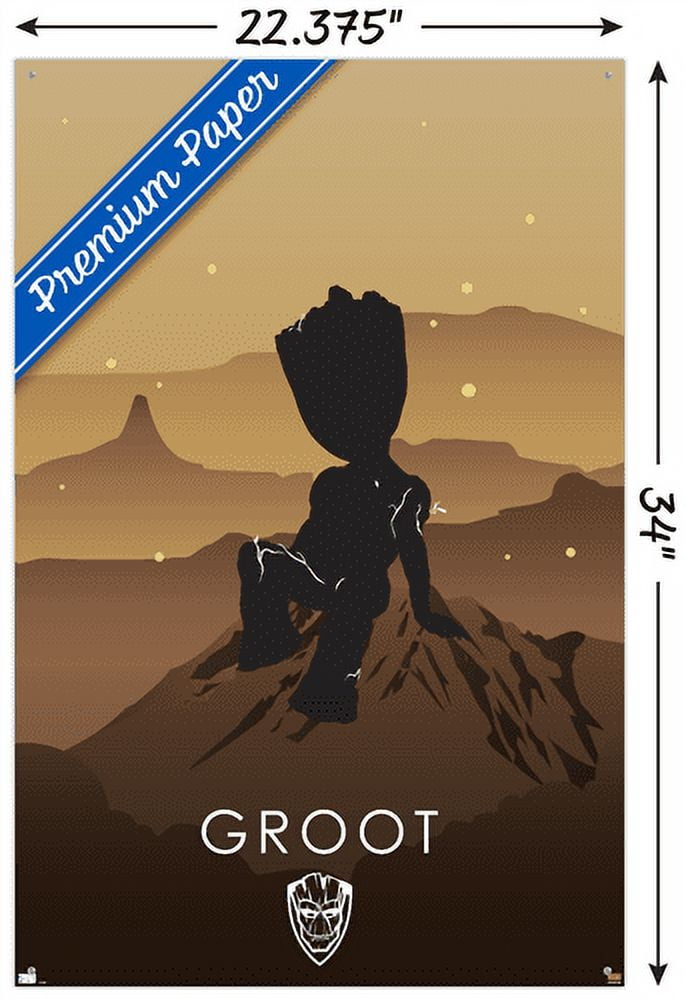 Marvel Heroic Silhouette - Groot Wall Poster with Pushpins, 22.375" x 34"
