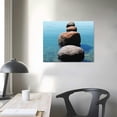 thumbnail image 3 of COMIO  - Zen Stone Canvas Wall Art Seascape Picture Prints Vertical Triptych Stretched on Wood Frame for Home and Office Decor Wall Hanging, 3 of 4