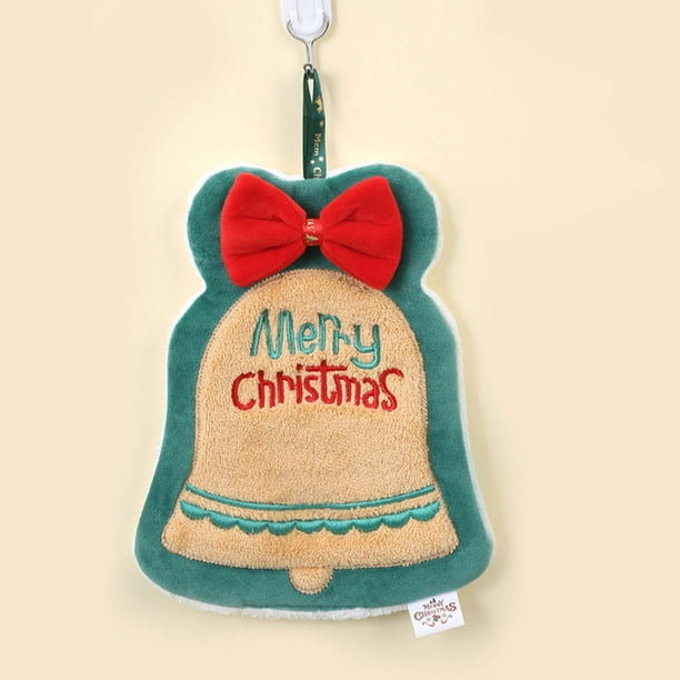 Christmas Hand Towel Cute Santa Tree Glove Snowman Deer Ultra Soft Thick Fleece Hanging Loop Drying Super