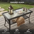 thumbnail image 6 of POCASSY Wicker Outdoor Coffee Table, 19.7"*37.8" Tempered Glss Top Black Rattan Outdoor Coffee Table with 2-Layer Storage Furniture Tables for Garden,Porch,Backyard, 6 of 6
