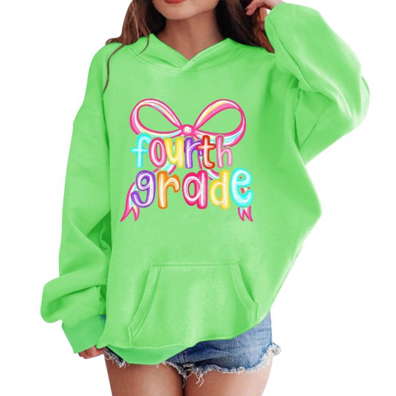 EnJoCho Teen Girls Boys Hooded Sweatshirts Kids Long Sleeve Pullover Hoodie Fourth Print Midweight Comfort Casual Tops for Outdoor Kids Casual Sweatshirts Loung𝖾 Sets Girls