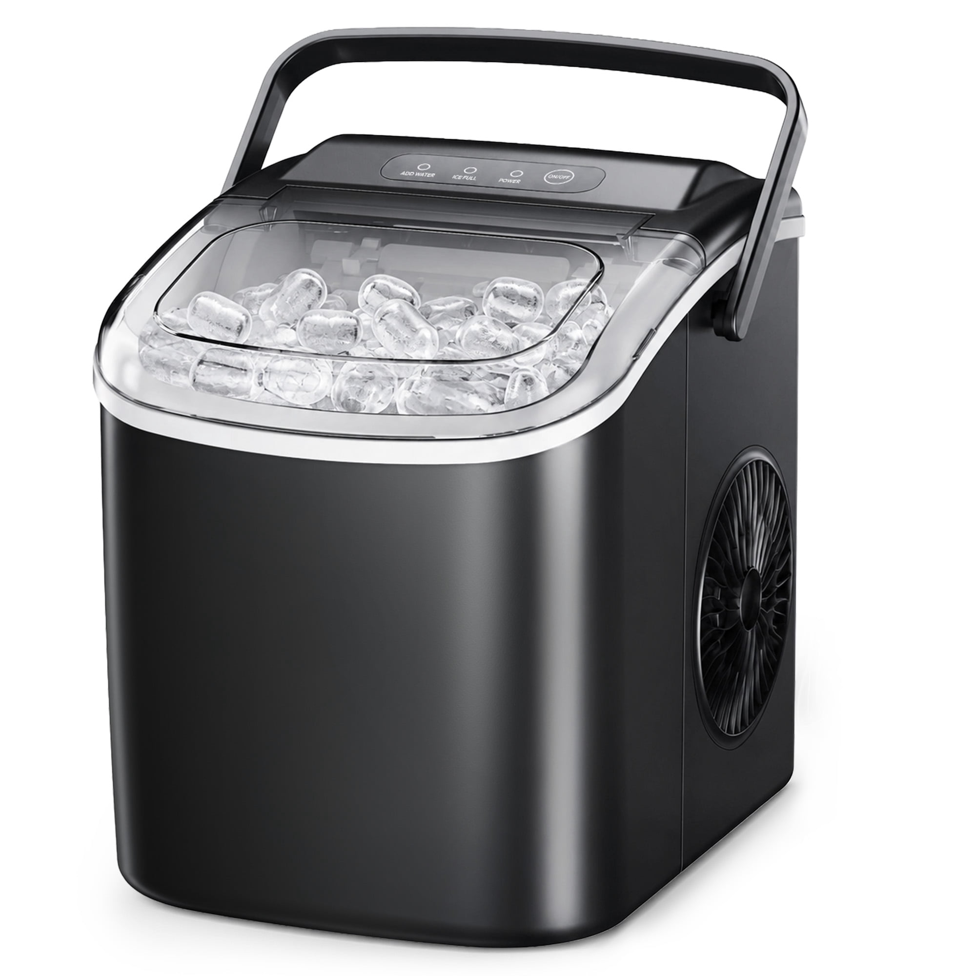 Simzlife 26 lbs/24H Countertop Ice Maker Machine, 9 Bullet-Shaped Ice in 6 Min, Auto-Cleaning Portable Ice Maker for Kitchen, Home, Office, RV, Black