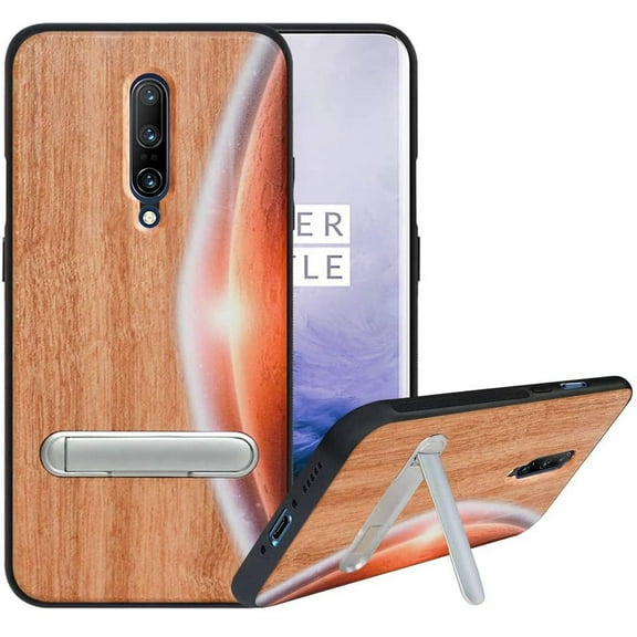Labanema OnePlus 7 Pro Case, OnePlus 7 Pro Cover with Metal Kickstand, Natural Wood TPU Cover, Anti Scratch Case for OnePlus 7 Pro (Moon)