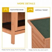 Pawhut 54 2-Floor Large Rabbit Hutch Wooden Pet House Bunny Cage Small Animal Habitat with Lockable Doors Run Asphalt Roof for Outdoor Use Gray