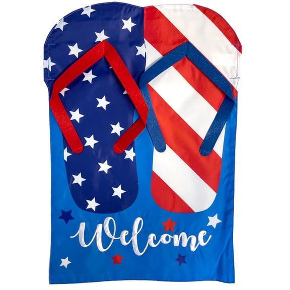 Briarwood Lane Burlap House Flag 40x28 For Outdoor Patriotic Flip Flops Summer Applique For Summer House Flag