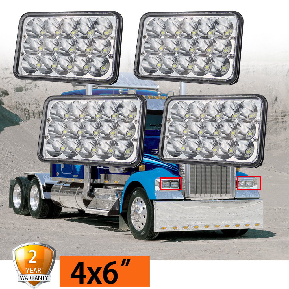 8x LED Headlights For Peterbilt Rectangular Kenworth T800 T400 T600 W900B 