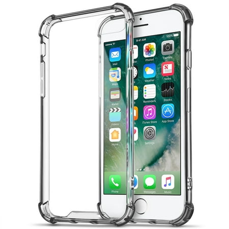 iPhone 7 Case (Black) - Crystal Clear Soft TPU Protective Rugged Protection Anti-Slip Grip Shockproof Corner Bumper Scratch Resistant Back Raised Bezels Slim Fit Cover For Apple iPhone 7 2016