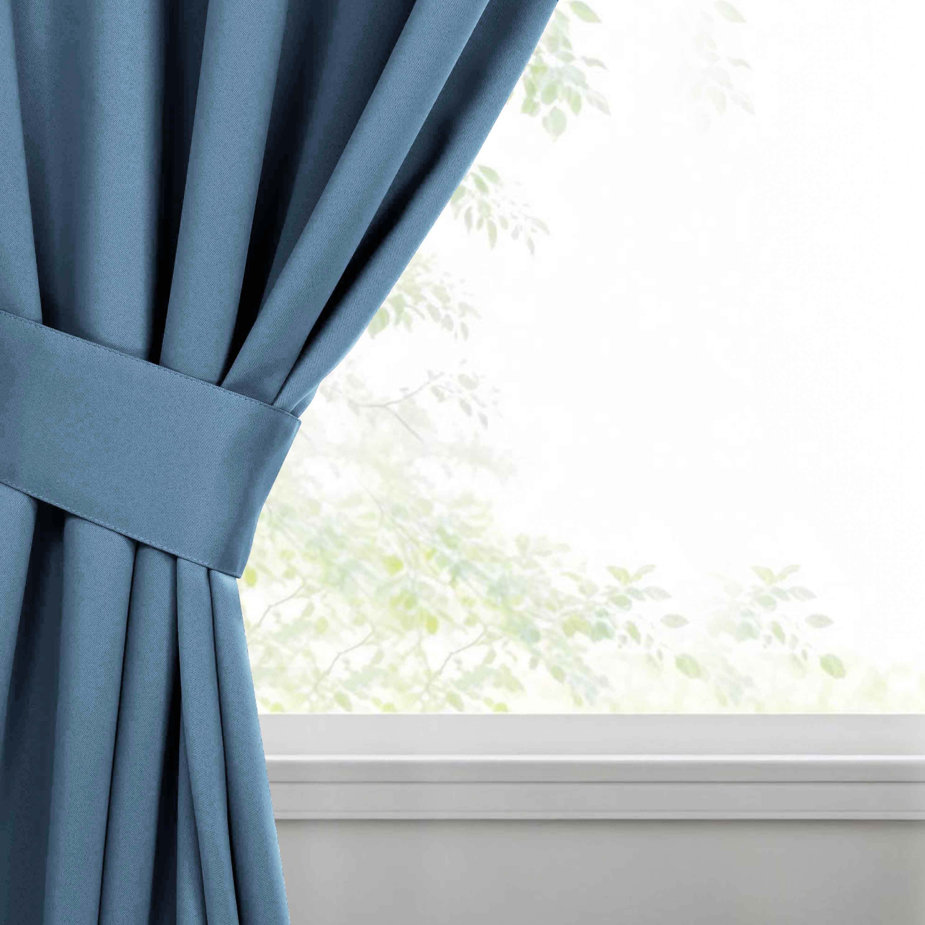 Superior Blackout Solid Light Filtering Grommet Curtain Panel Set, 46" x 63", Denim Blue