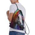 thumbnail image 4 of Yiaed Colorful Haired White Horse Print Drawstring Bags Drawstring Backpack Bulk String Back Pack Gym Sport Bag-Medium, 4 of 5