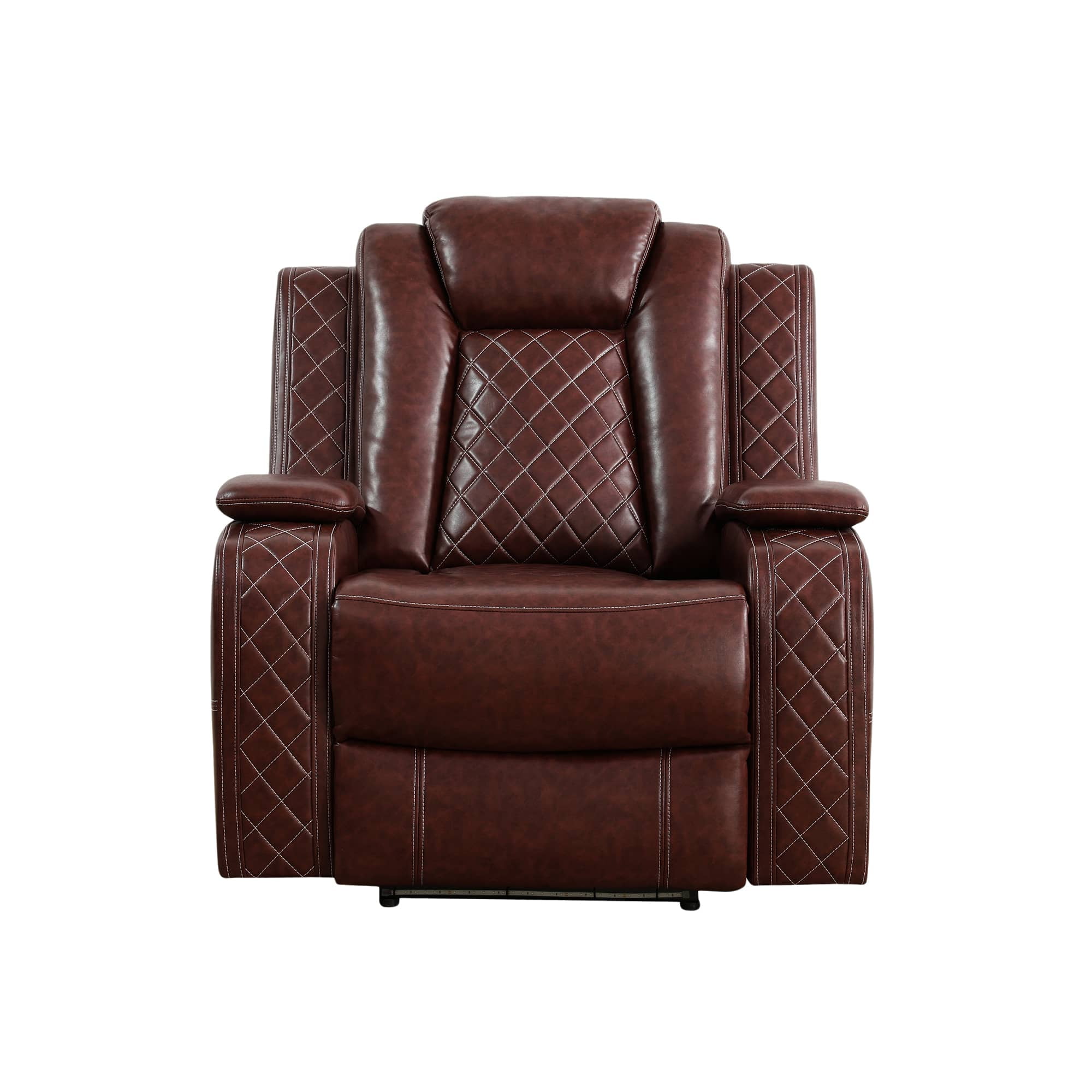 MAYEERTY Power Recliner Chair, Electric Leather Reclining Chair with USB Charging, Storage Armrest & Adjustable Backrest for Small Spaces, Brown