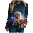 thumbnail image 3 of larppty Vintage Christmas Sweatshirts for Women Ugly Xmas Tops Santa Graphic Outfits Fashion Pullover Shirts (Blue, L), 3 of 6