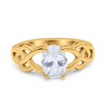 thumbnail image 2 of Yellow Tone, Simulated Cubic Zirconia Size-7 Oval Solitaire Celtic Wedding Engagement Ring Vintage 925 Sterling Silver, 2 of 6