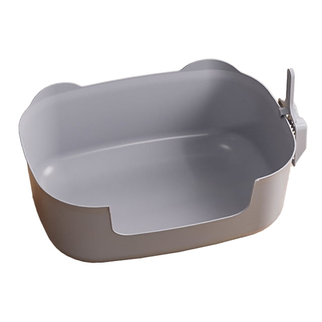 SIYTUAU Open Top Cat Litter Box Banding Out Proof Spillage Proof Fully Open Litter Tray For Pets In Gray Color Plastic Material High Sides Prevent Scatter Durable Construction Gray