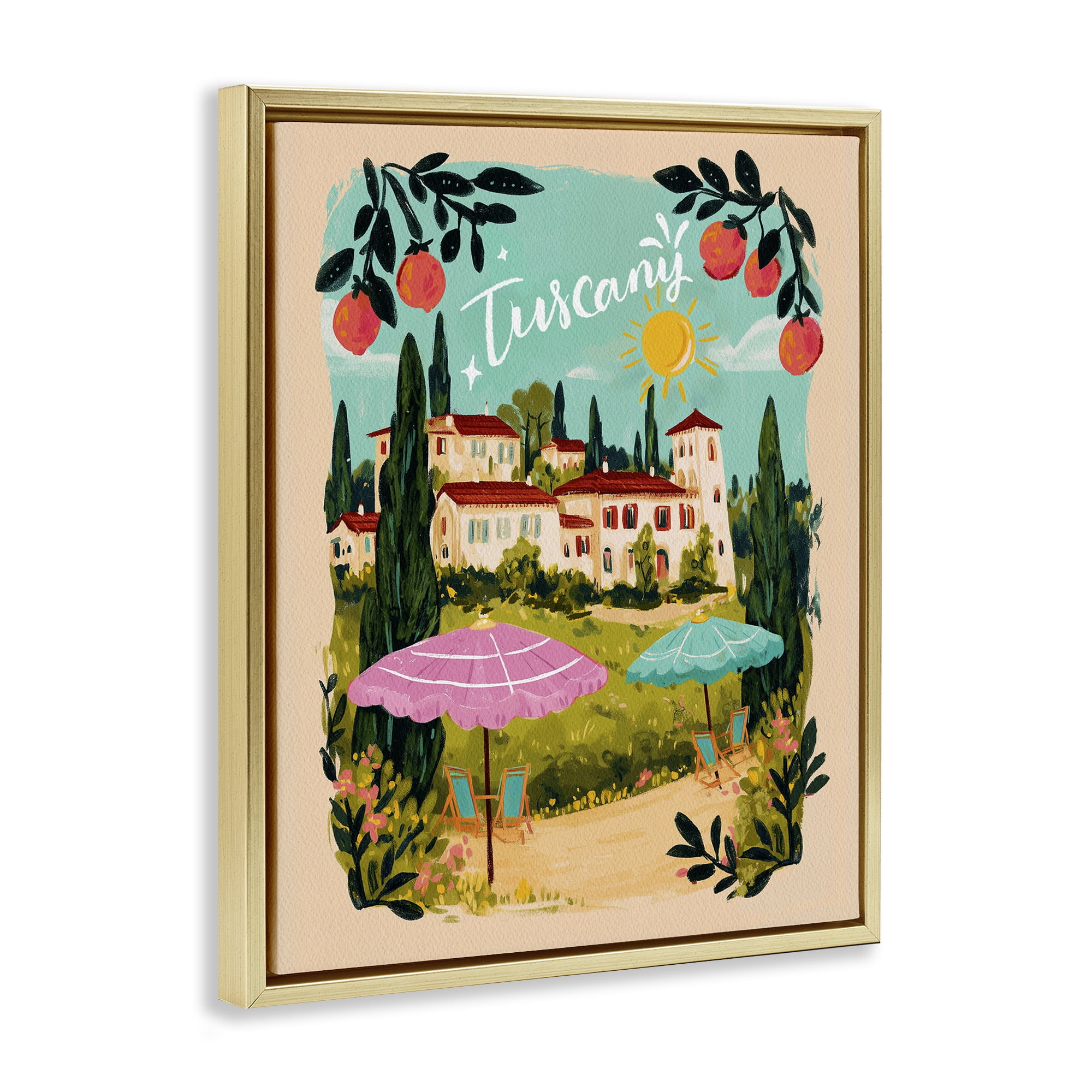 Fruit Bordered Tuscany Gold Framed Floater Canvas Wall Art, design by Yen