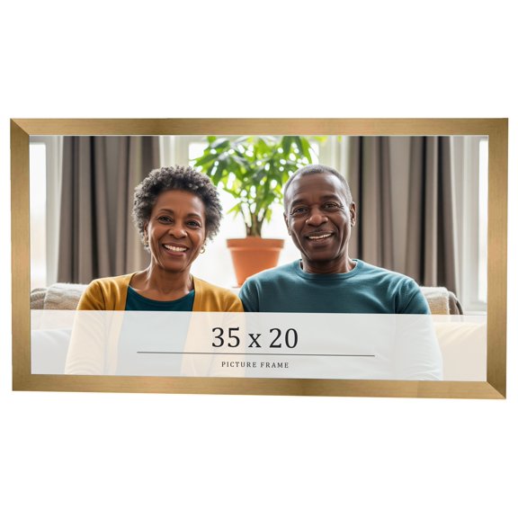 35x20 Frame Gold Bronze Solid Wood Picture Frame Width 0.75 Inches | Interior Frame Depth 0.5