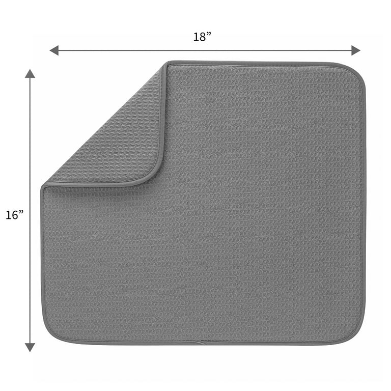 Sinland Microfiber Dish Drying Mat Super Absorbent Dish Drying Rack Pads  Kitchen Counter Mat (16Inch X 18Inch, creamx2)