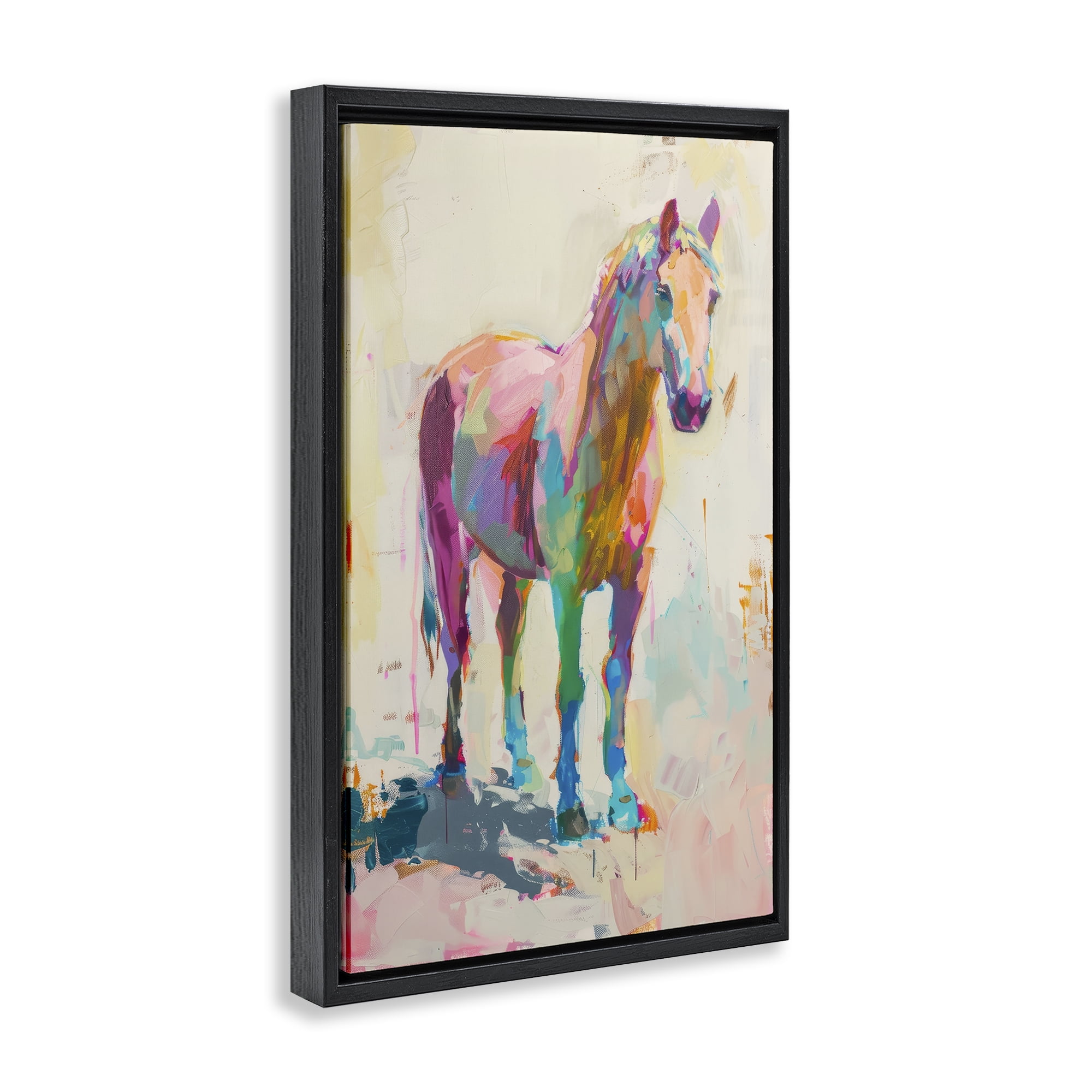 Stupell Industries Sunset Hued Horse Animals Painting Black Floater Framed Canvas Art Print Wall Art, 21 x 31