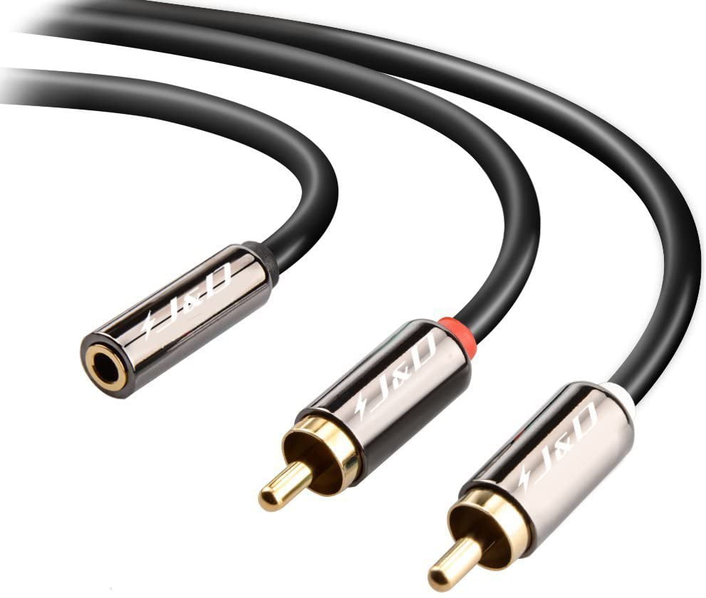 6 Feet RCA Cable Gold-Plated 2 RCA Male to 2 RCA Female Stereo Audio Cable J&D 2RCA to 2RCA Cable Audiowave Series 