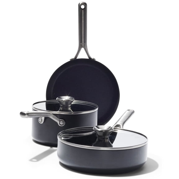 5 - Pc. Ceramic Nonstick Cookware Set with Quick - Heating Hard - anodized Bodies