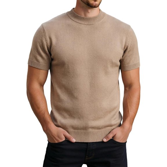 CONZONE Mens Base T-Shirts Short Sleeve Knit T Shirts for Men Casual Crew Neck Solid Color Lightweight Tees Soft Cozy Athletic Tops