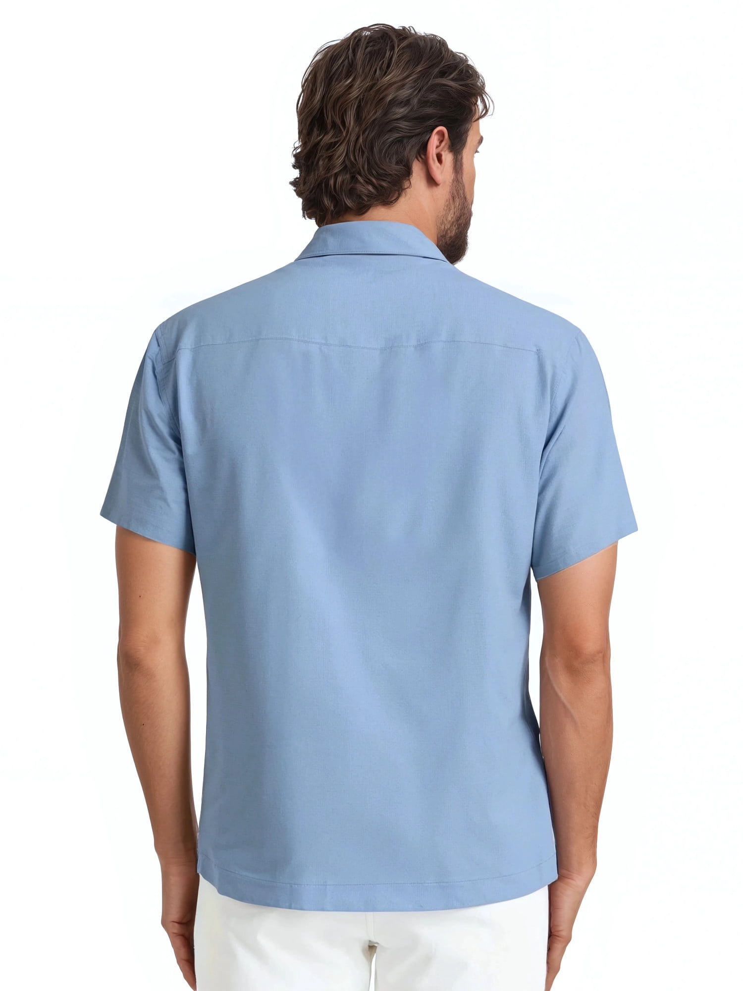 Havanera Men's and Big Men's Camp Collar Guayabera Short Sleeve Button-Down Shirt, Sizes S-5XL