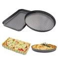 thumbnail image 2 of 11" Round Pizza Baking Pan Rectangular Perforated Fruit Pie Removable Loose Bottom Pie Pan Mould Bakeware, 2 of 7